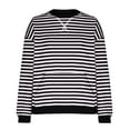 thumbnail image 3 of bnaln Womens Striped Oversized Sweatshirts Color Block Crew Neck Long Sleeve Shirts Casual Loose Pullover Tops Ladies Jumpers Fall Lightweight Sweatshirt Baggy Sportswear with Pocket, 3 of 4