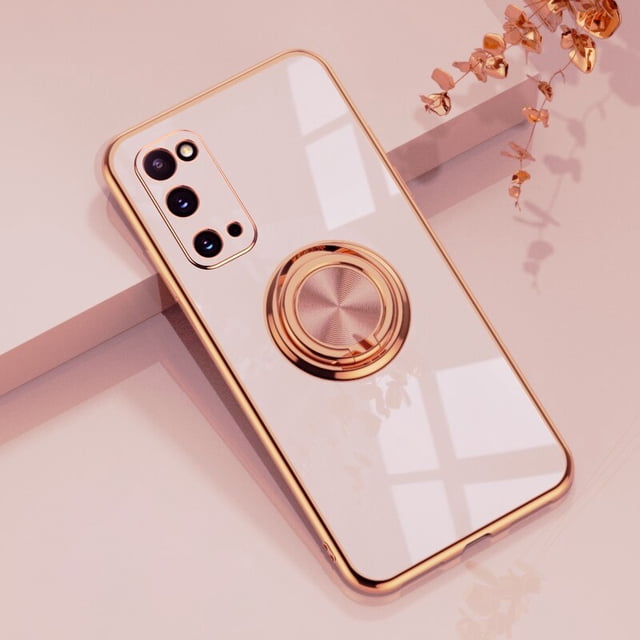 Funda de silicona chapada para Samsung Galaxy S22 S23 Ultra S20 FE S21 Plus Note 20 10 A52 S10 A53 A52S A72 5G con soporte de anillo