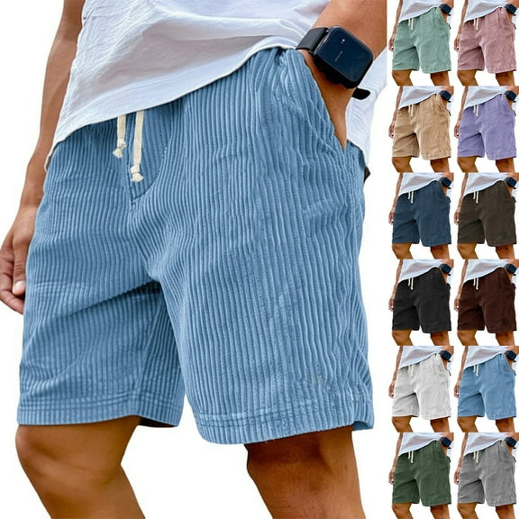 HKYNLAG Mokaloha Mens Shorts Casual Elastic Waist Corduroy Short Drawstring Lightweight Loose Fit Pacificozy Men's Shorts Gray L