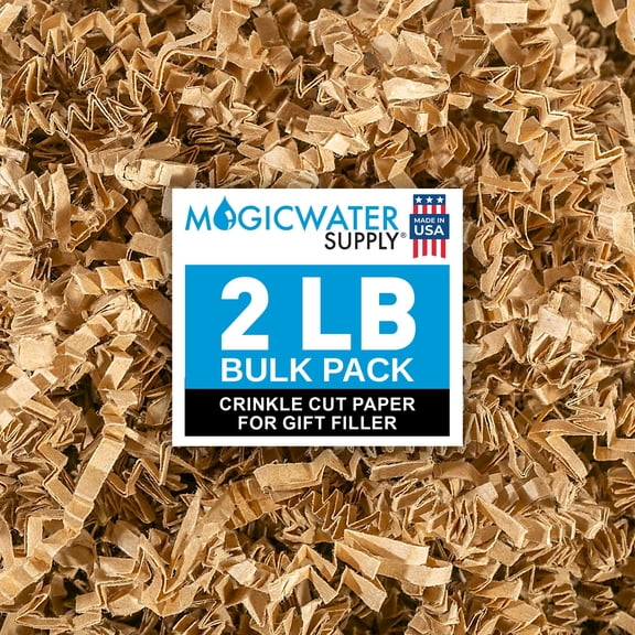 Crinkle Cut Paper Shred Filler (2 LB) for Gift Wrapping & Basket Filling - Kraft| MagicWater Supply