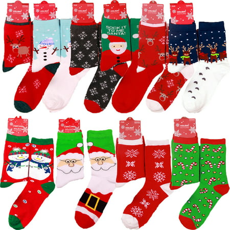Mens Womens Christmas Cotton Socks Santa Snowman Snowflake Socks Stocking