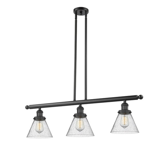 Innovations 213-BK-G44-LED Large Cone 3 Light Island Light part of the Franklin Restoration Collection, Matte Black