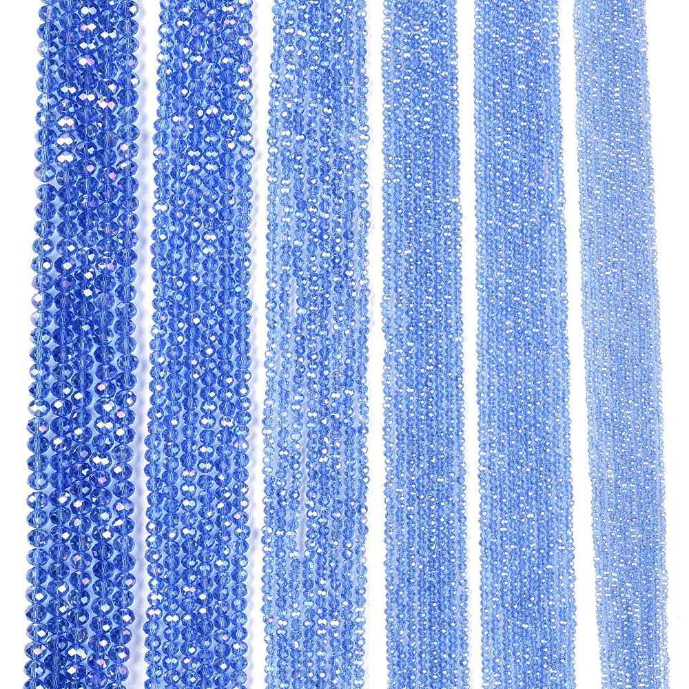 Electroplate Glass Beads Strands AB Color Plated Faceted Rondelle Light Sky Blue 8x6mm Hole: 1mm about 64~65pcs/strand 15.75~16.14 inch(40~41cm)