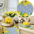 thumbnail image 3 of Capri Blue Lemon Table Runner Summer Italy Tile Burlap Artificial Lemon Fruit Table Runners Farmhouse Coffee Table Center Decor for Home Kitchen Dining Party Patio Indoor Outdoor 13x108 Inch, 3 of 6
