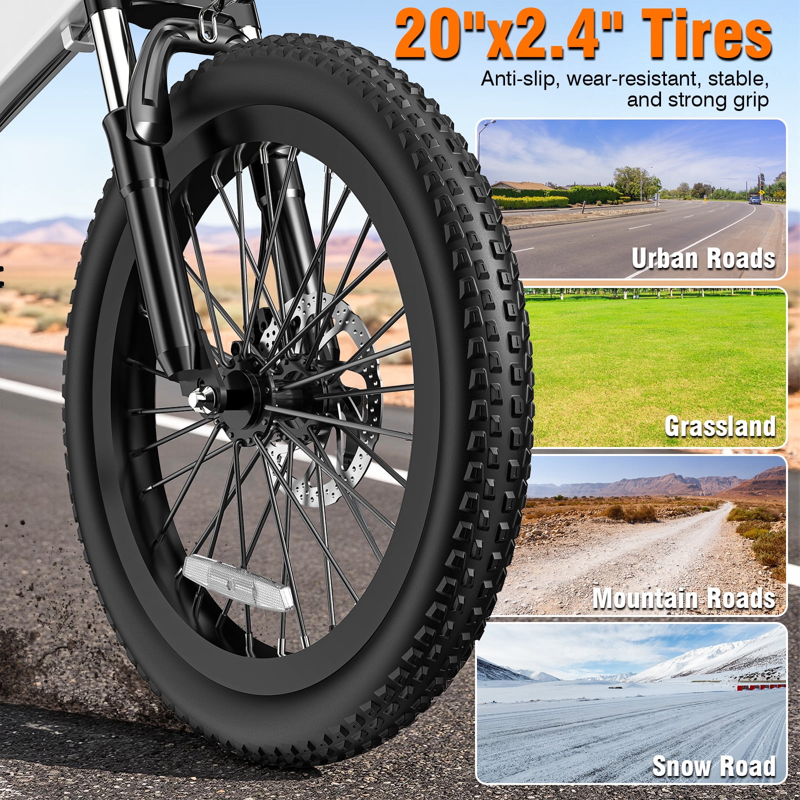 20 inch Folding Electric Bike,48V 7.8Ah Battery,Peak 720W Motor Electric Mountain Bike,Max Speed 20MPH Ebike,Foldable Electric Bicycle for Adults