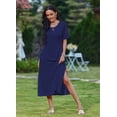 thumbnail image 4 of Zeagoo Sundress Dress Women's Casual Loose A Line Crewneck Split Maxi Cover Up Holiday Beach Tropical Bohemian Shift Sun Dress Outfits with Pockets, 4 of 6