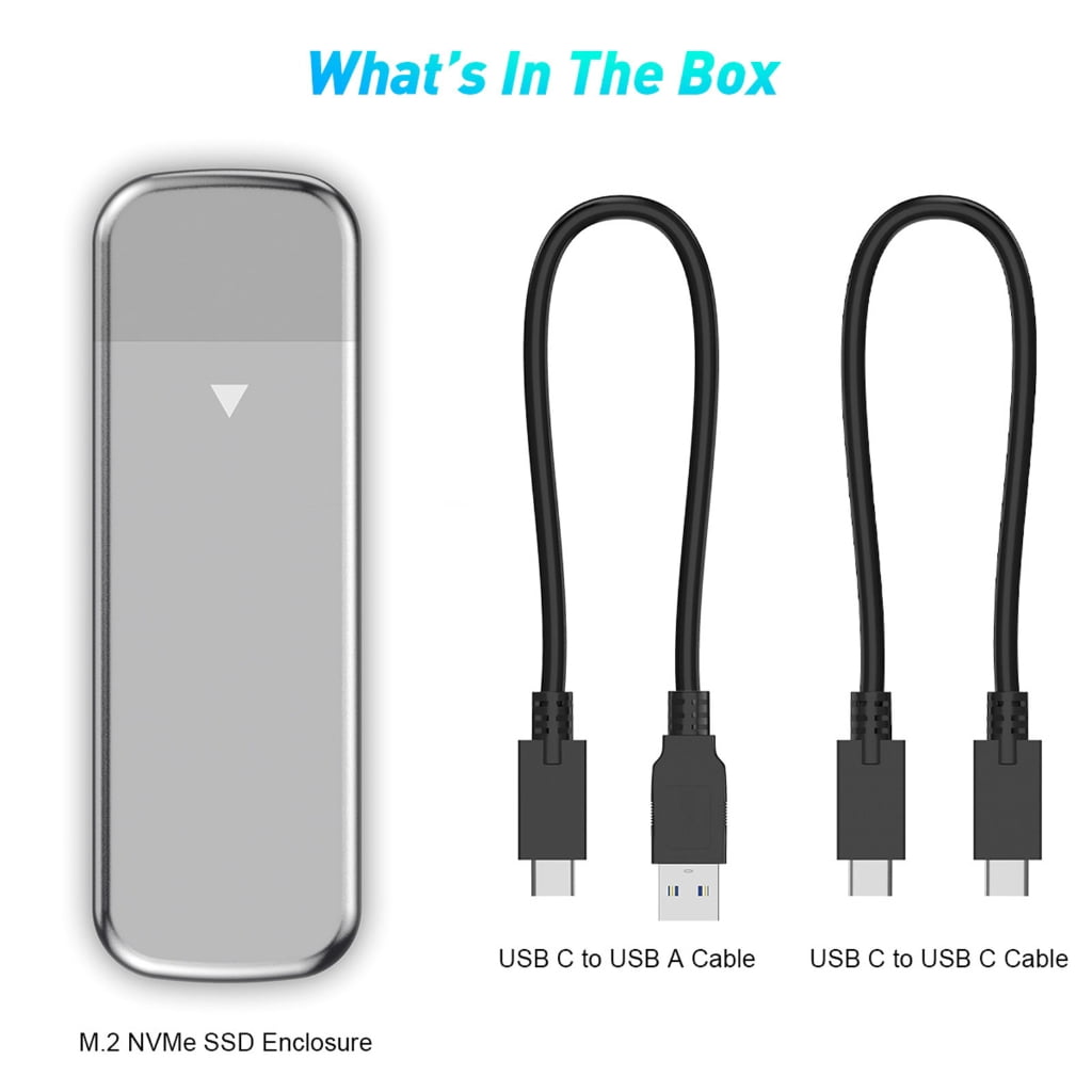 AOOOWER M.2 NVMe Solid Disk Enclosure Supports 10Gbps Fast Speed Data Transfer Aluminum