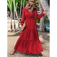 thumbnail image 4 of Katigan Women'S Elegant Long Sleeve V Neck Maxi Dress for Fall Weddings and Holiday Parties with Pockets Red XXL, 4 of 8