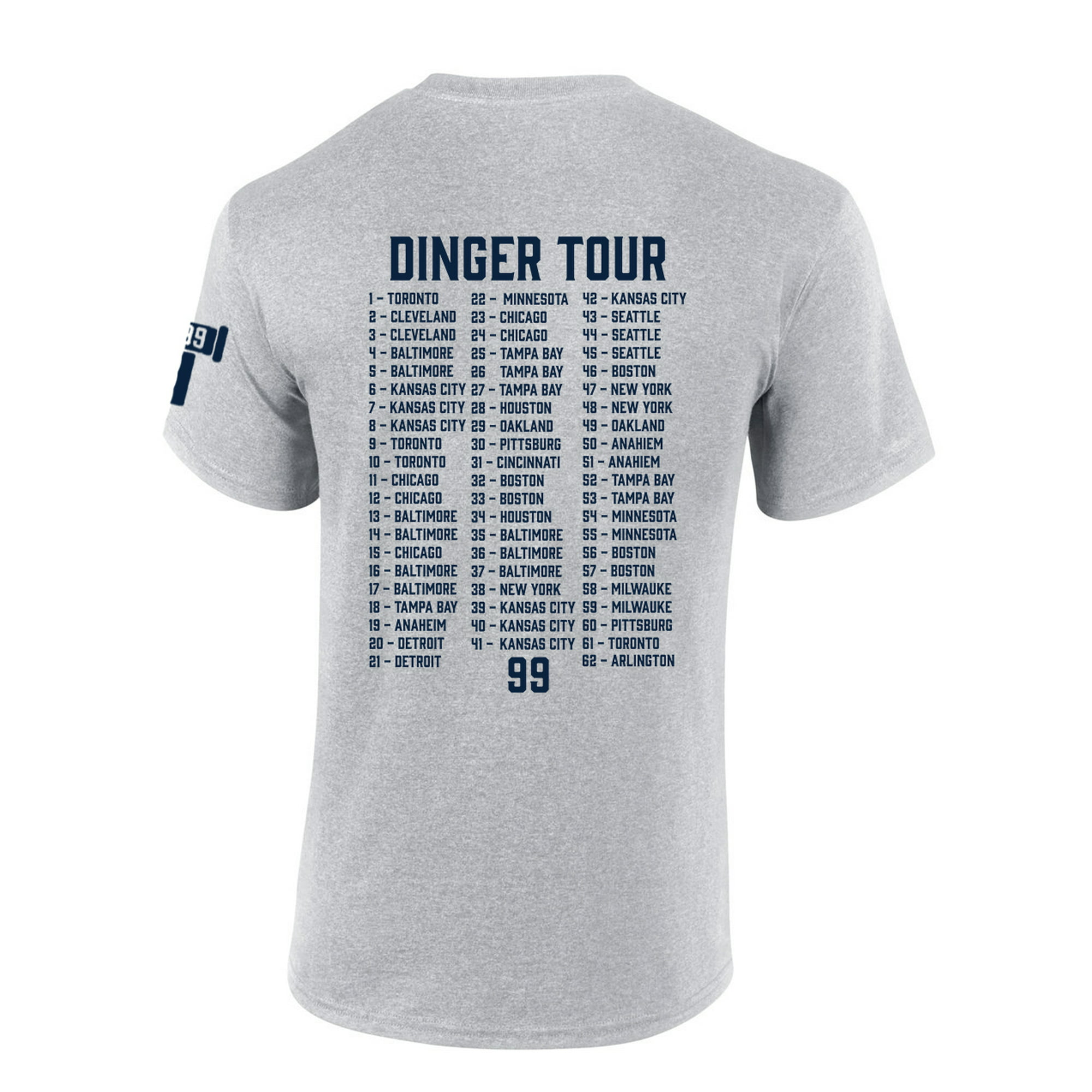 Trenz Shirt Company New York Baseball Judge Home Run Record Dinger Tour 62 Cities Homerun Mens Short Sleeve T-Shirt Graphic Tee-Sports Grey-Small