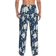 thumbnail image 3 of Uemuo Lilies Flowers Pattern Men's Wide Leg Palazzo Lounge Pants with Pockets Light Weight Loose Comfy Casual Pajama Pants-Large, 3 of 9