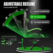 Bigzzia Gaming Chair PU Leather Adjustable Headrest & Lumbar Support, Green