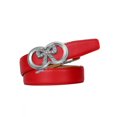 thumbnail image 1 of Catelles Women's Red Cowhide Leather Belt with Rhinestone-Adorned Gold Alloy Automatic Buckle  Elegant Fashion Accessory for Casual Pants，Gift Box &Length 95cm Width 2.4cm, 1 of 12