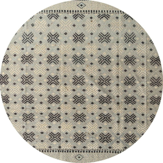 Ahgly Company Indoor Round Abstract Tan Brown Abstract Area Rugs, 5' Round