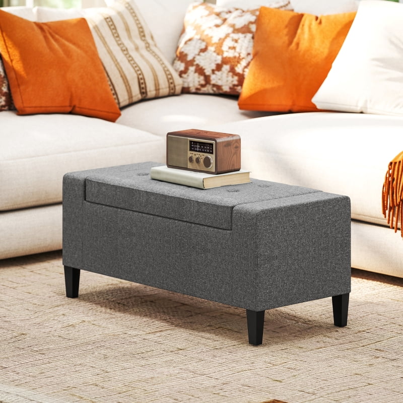 Alvantor Storage Bench with Lift Top, Linen Upholstered Entryway Seat 36.25"x15.75"x15.75" Gray