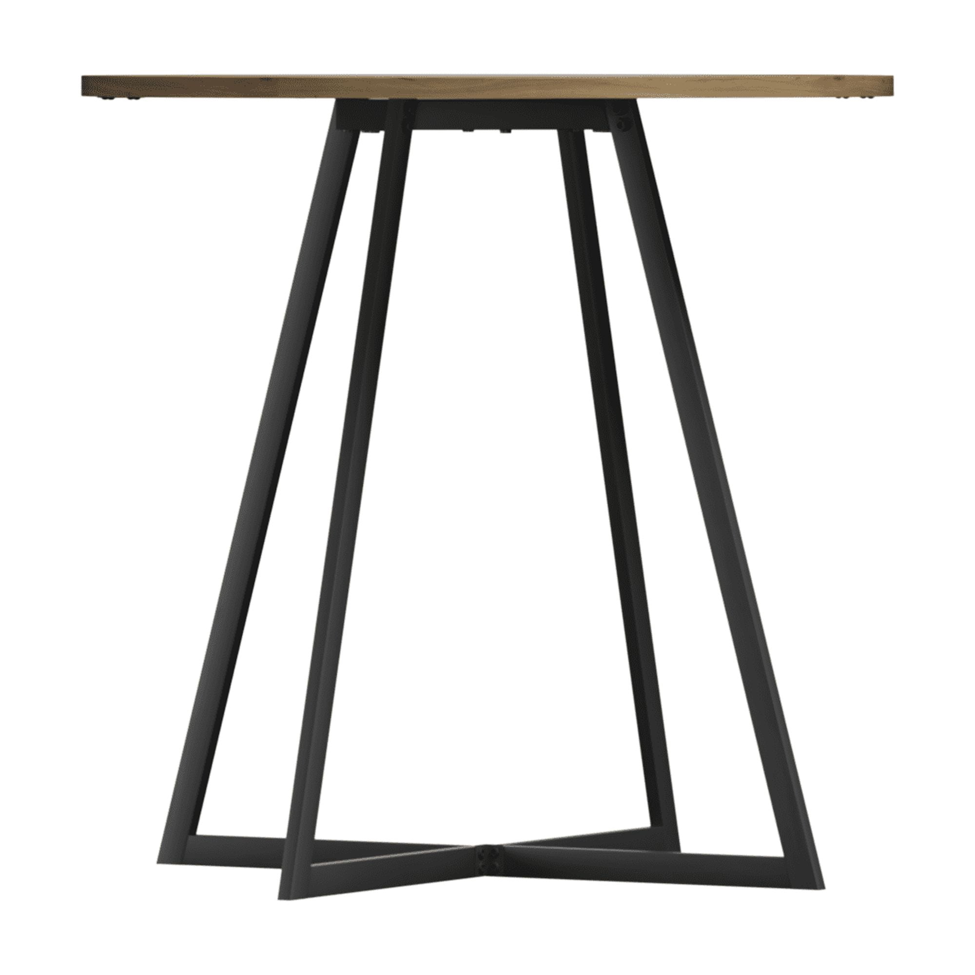 31.5 Inch Round Dining Table with Wood Top Black Metal Legs Modern Kitchen Breakfast Table for 4