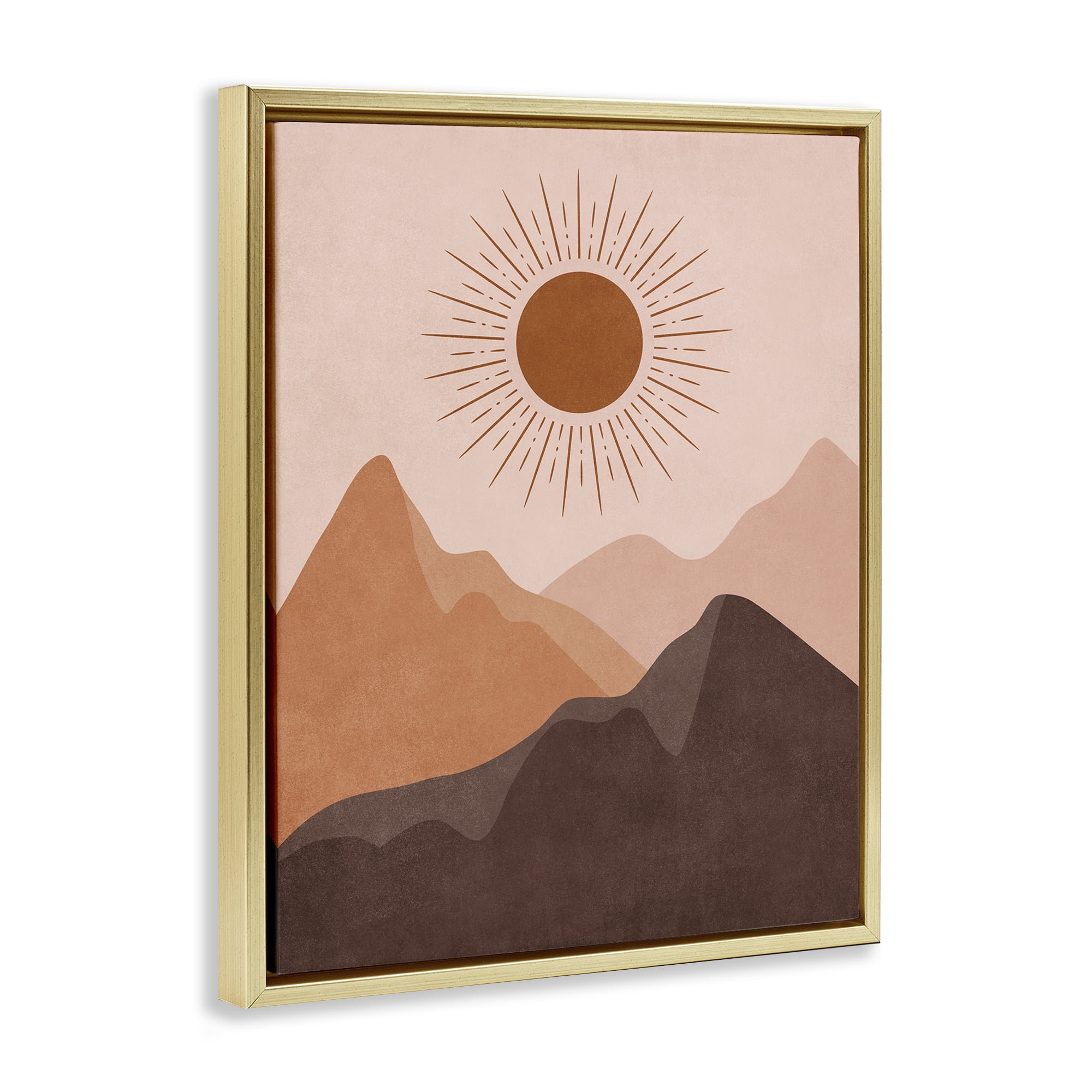 Stupell Industries Rust Boho Mountains Landscape & Nature Painting Gold Floater Framed Canvas Art Print Wall Art, 17 x 21