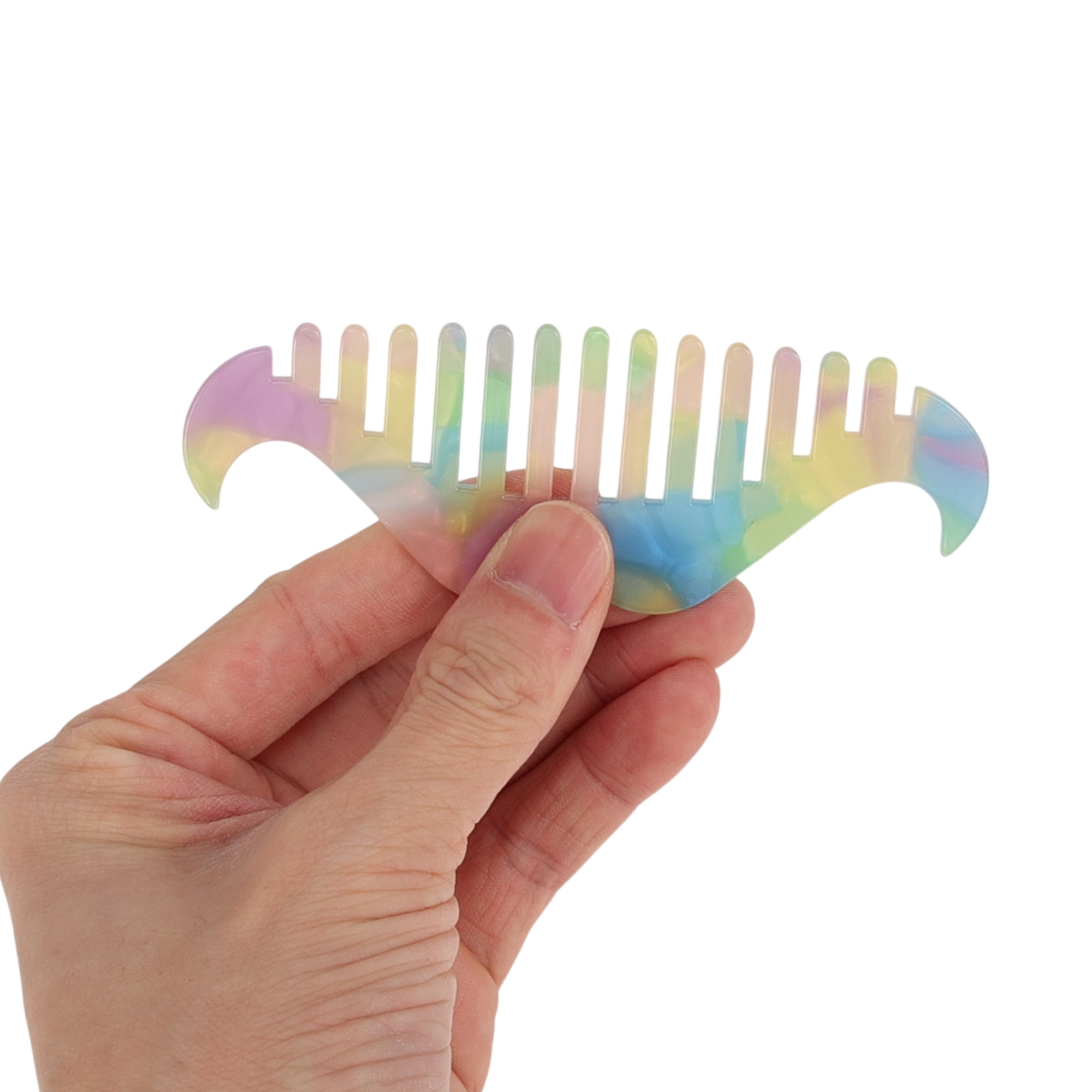 Unique Bargains 1 Pc Portable Beard Shaped Hair Comb for Making hair Smooth Blue, Purple
