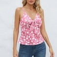 thumbnail image 4 of HIMIWAY 2023 Summer Sale Women's Fashion Sexy Floral Print V Neck Camisole Bow Casual Tops Adjustable Straps Pink XXL, 4 of 5