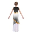 thumbnail image 2 of vastwit Kids Girls Elegant Praise Dance Dress Liturgical Worship Sleeveless Metallic Full Length Worship Robe Tunic Gown Black 14, 2 of 5