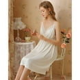 thumbnail image 5 of Defitshape Women's Sleeveless Nightgown Modal Soft Princess Chemise Lace V Neck Sleep Dress Vintage Summer Nighties Cami Knee Length Comfy Sleepwear White Large, 5 of 5