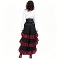 thumbnail image 3 of Bell Sleeve Blouse High Low Skirt, Steampunk Renaissance Pirate Costume Outfit, Bell Long Sleeve Blouse High Low Ruffle Corset Skirt, Gothic Medieval Pirate Cosplay Dress for Halloween, White XL, 3 of 3