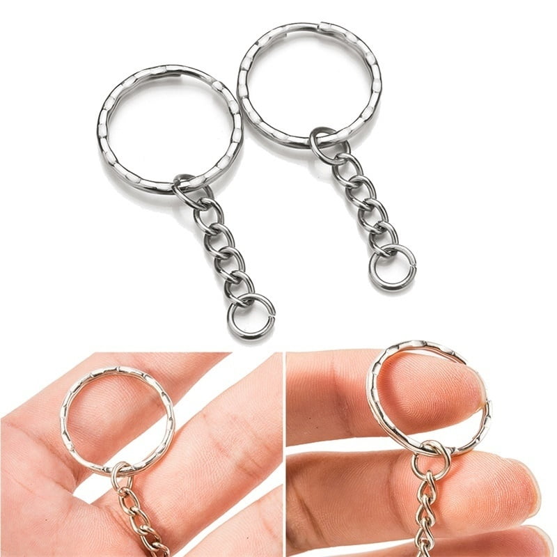 Silver Keyring Blanks Tone Key chains Key Split Rings 4 Link Chain 55mm 