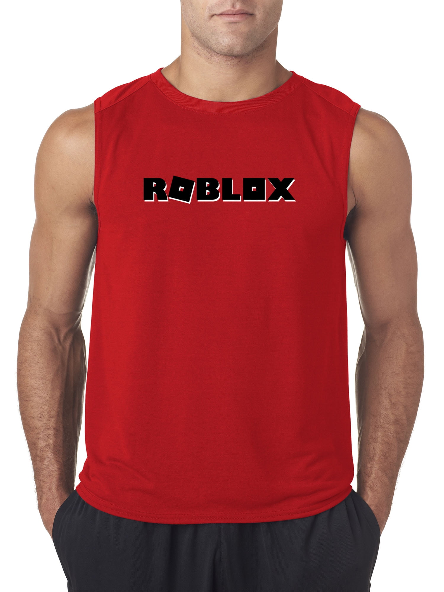 Trendy Usa Trendy Usa 1168 Men S Sleeveless Roblox Block Logo Game Accent Small Red Walmart Com Walmart Com - muscle shirt with diamond necklace roblox