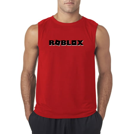 Trendy Usa 1168 Mens Sleeveless Roblox Block Logo Game Accent Small Red - red tank top roblox