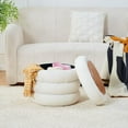 thumbnail image 2 of Tcbosik 18.3" Round Storage Ottoman, Teddy Fabric Upholstered Footrest with Flip-Top Tray, Vanity Stool for Living Room, Bedroom, White, 2 of 6