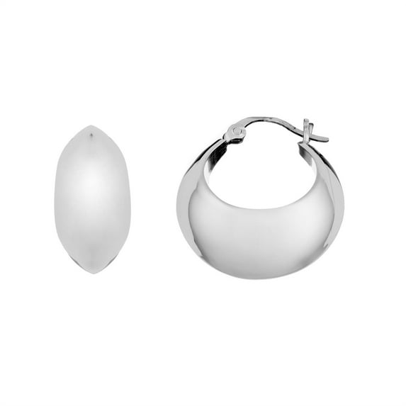 Silverly Women's 925 Sterling Silver 20 mm Chunky Thick Creole Wide Chubby Crescent Moon Hoop Earrings