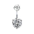 thumbnail image 1 of Hearth & Gear Stainless Steel Double Rhinestone Navel Belly Button Rings Geometric Shape Navel Rings Zircon Belly Navel Piercing Jewelry For Women Girls Long Belly Button Piercing Stainless Steel, 1 of 5