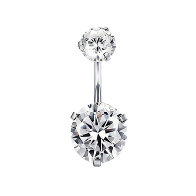Hearth & Gear Bagues de Nombril en Acier Inoxydable Double Strass Forme Géométrique Bagues de Nombril Zircon Perçage de Nombril Bijoux pour Femmes Filles Long Perçage de Nombril Acier Inoxydable