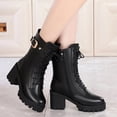 thumbnail image 4 of NECHOLOGY Botas Mujer Adulto Femenino Zapatos Botines de mujer Botas de media de vaquero occidental, botas de cuero Retro clásicas de moda para chica picante (Black, 8.5), 4 of 7