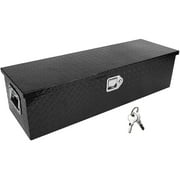 Confote 39 Inch Aluminum Diamond Plated Tool Box Pick Up Truck Bed RV Trailer Toolbox Waterproof Square Heavy Duty Storage Organizer with Side Handle, Lock and Keys - Black