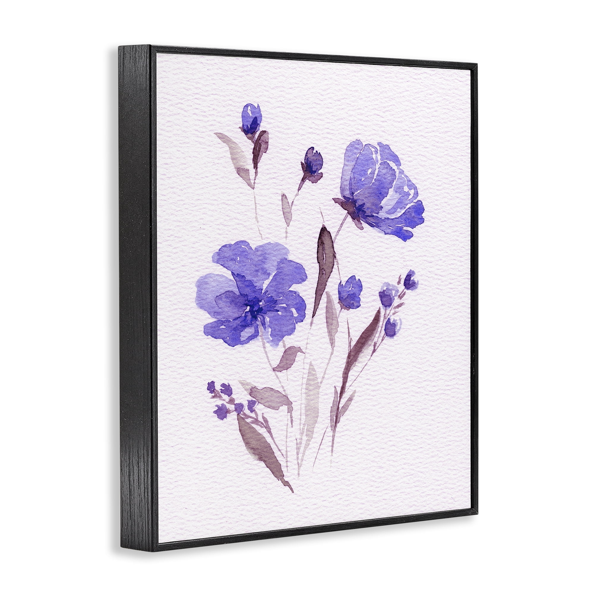 Stupell Industries Watercolor Purple Flowers Black Framed Giclee Art, design by Leah Noel Art