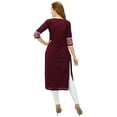 thumbnail image 2 of Phagun Kurta Droite Bordeaux pour Femmes, Manches 3/4, Kurti Décontractée Imprimée - 26, 2 of 5