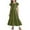 Army Green, variant on Krdevn Girls Pleated Short Sleeve Round Neck Loose Casual Flowy Layered Extra Long Dress with Pockets,10-11 Years