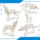 thumbnail image 1 of 5PC Simulation White Wolf Model Roaring Wolf Walking Wolf Cub Desktop Sand Table Decoration Ornaments, 1 of 1