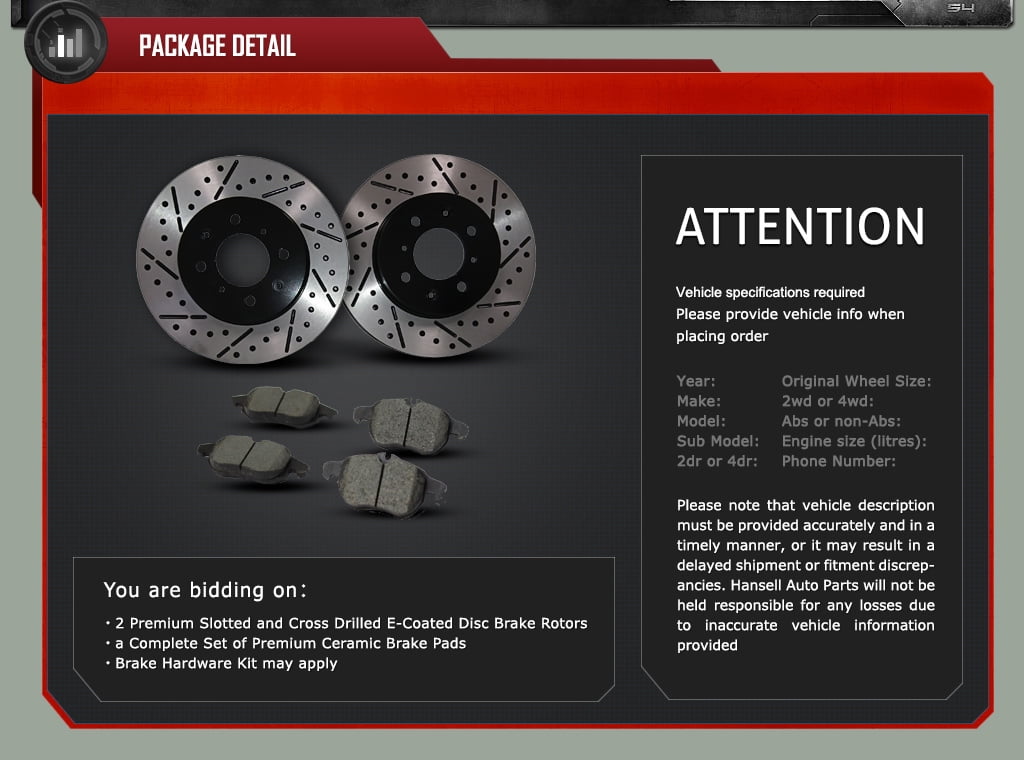 Mustang Cobra 94-04 REAR Brake Rotors Ceramic Pads