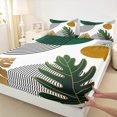 thumbnail image 3 of Manfei Tropical Monstera Leaf Twin Sheet Sets,Modern Geometric Aesthetic Twin Fitted Sheet,Black Stripes Lines Flat Sheet For Men Women,Microfiber Bedroom Decor,3 Pieces, 3 of 7