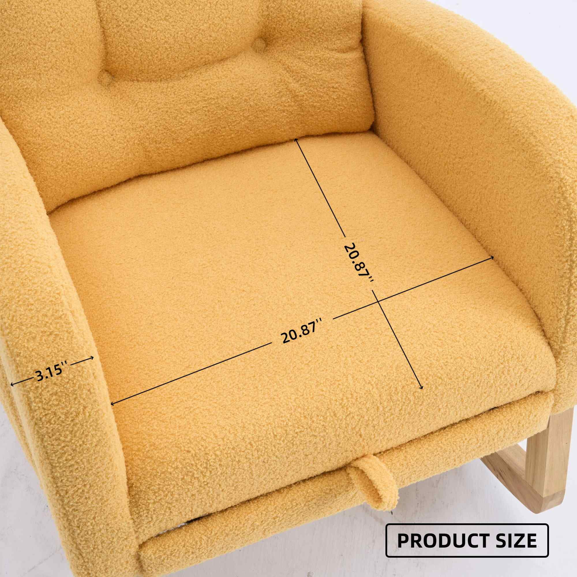 Timbernest Accent Rocking Chair with Footrest, High Back, Rubberwood Rocking Legs for Nursery, Living Space, Teddy Yellow