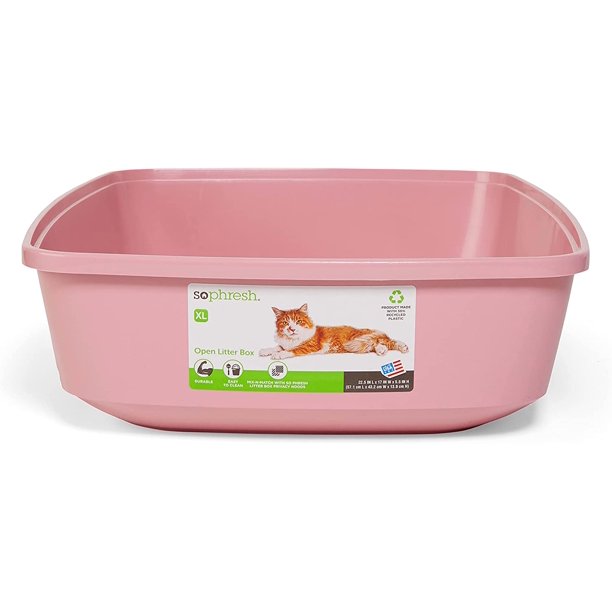 Pink Open Cat Litter Box, 22.5" L X 17" W X 5.5" H, XLarge