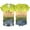 Yellow, variant on Women T Shirt Casual Double Gradient Print Short Sleeve Letter V Neck Tees Women's Tops Black S