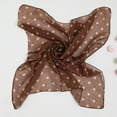 thumbnail image 1 of Xiao Hua Elegante bufanda personalizada, cuadrada de gasa, de seda sintética, con lunares pequeños decorativos (marrón), 1 of 3