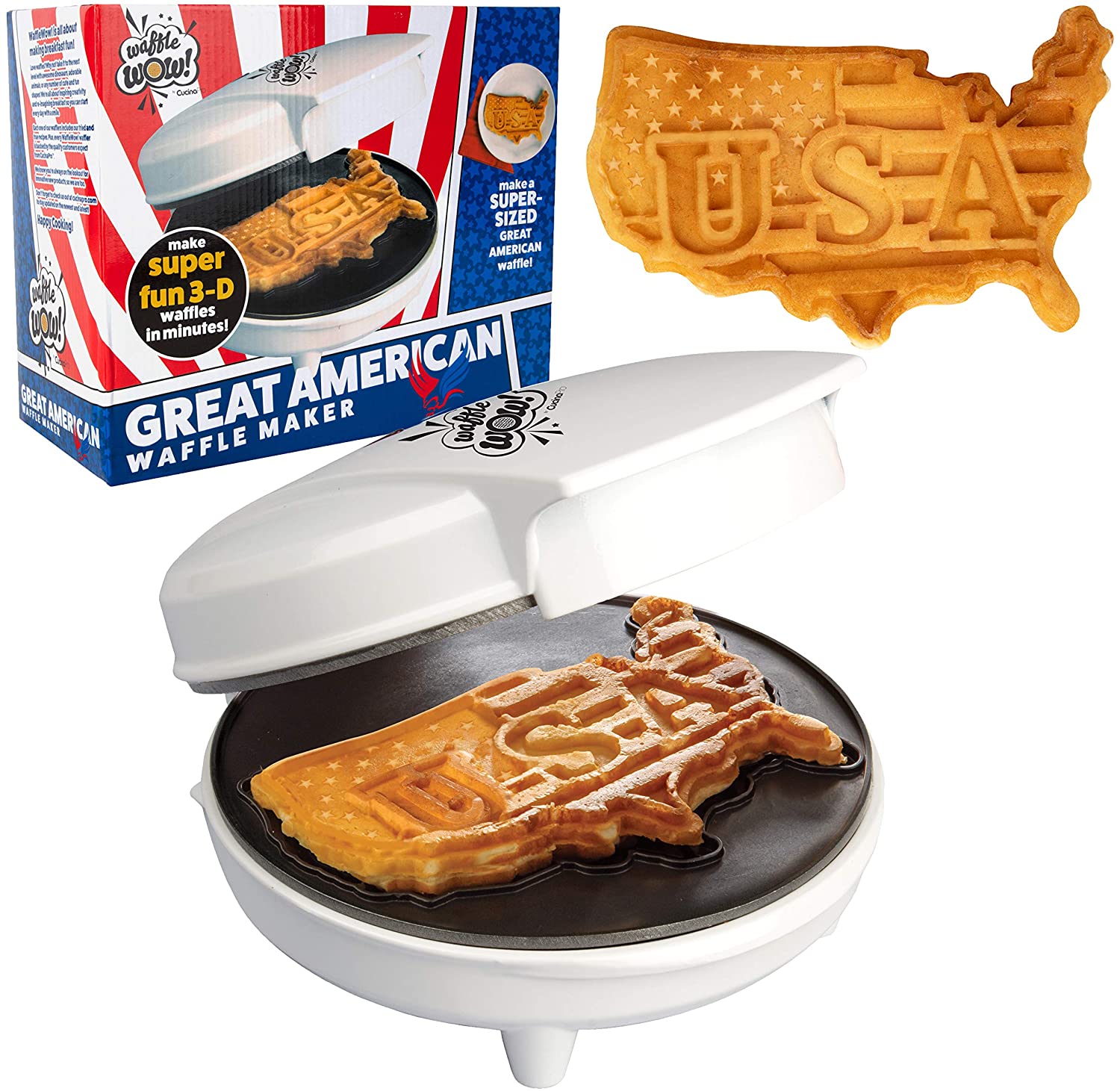 The Great American USA Waffle Maker Make Giant 7.5" Patriotic July 4th