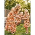 thumbnail image 2 of Mommy and Me Dresses Grapefruit Print Ruffle Sleeve V-Neck Family Matching Dress Outfits, 2 of 10