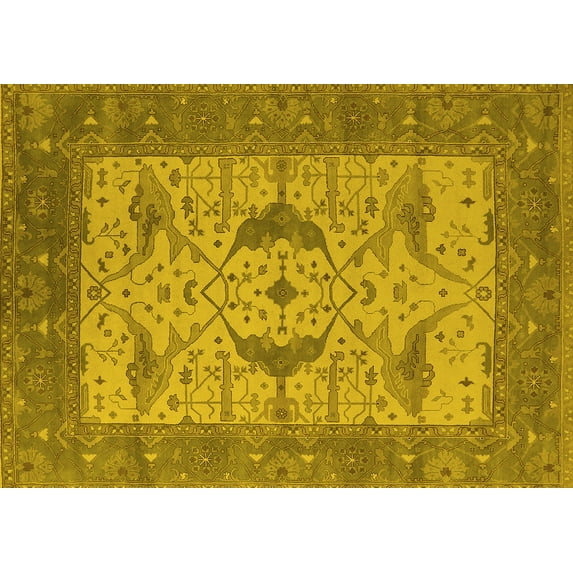 Ahgly Company Machine Washable Indoor Rectangle Oriental Yellow Industrial Area Rugs, 5' x 7'