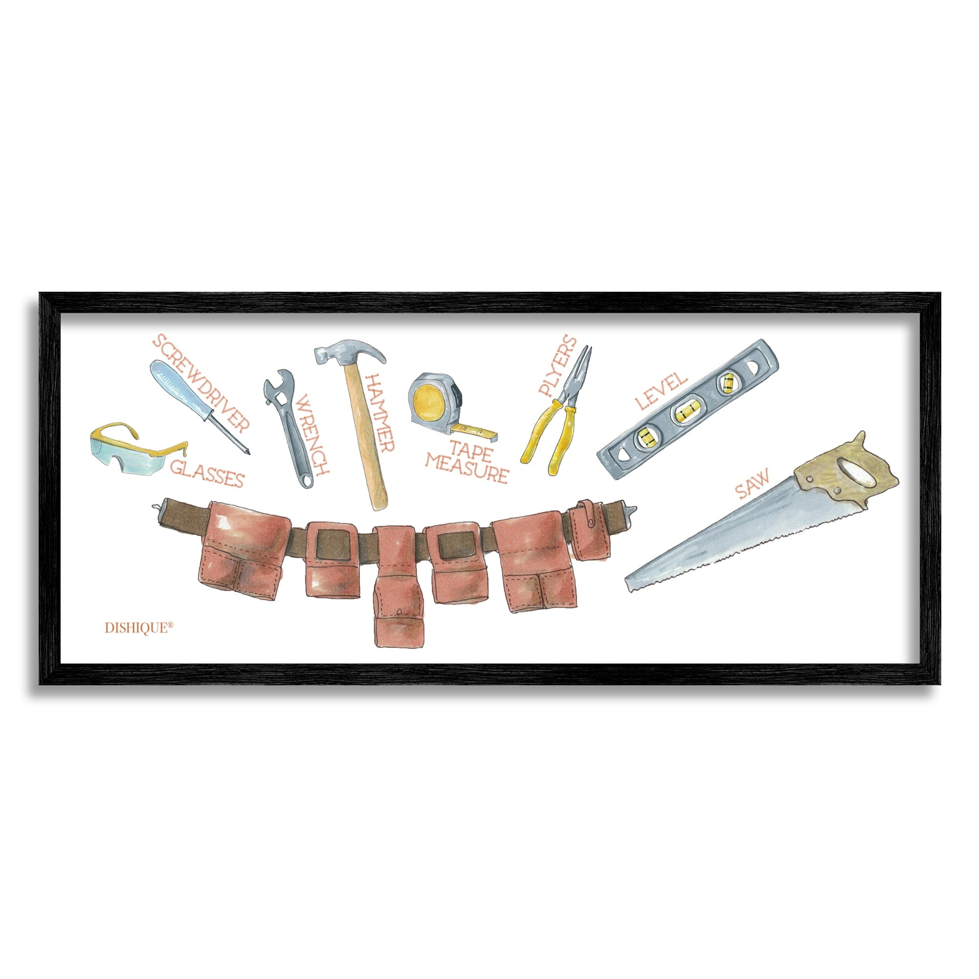 Stupell Industries Various Construction Tools Educational Diagram Illustration Graphic Art White Framed Art Print Wall Art, Design by Dishique