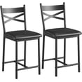 thumbnail image 7 of 26" Bar Stools Set of 2, Counter Height Bar Stools Metal Dining Chairs with Straight-line Back Back and Thick Cushion PU Leather Restaurant Dining Room Chairs with Waterproof Surface,Black, 7 of 7