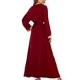 thumbnail image 5 of Antinious Women Formal Wedding Guest Dress Long Sleeve Solid V Neck Banque Evening Long Dress,Birthday Dresses for Women,Women Party Dress,Red,L, 5 of 5